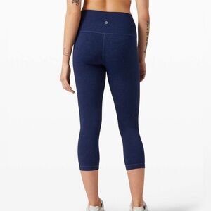 Lululemon Wunder Under Crop High-Rise 21" Indigo Spray Mineral Blue - Size 10